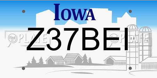 Z37BEI Iowa License Plate