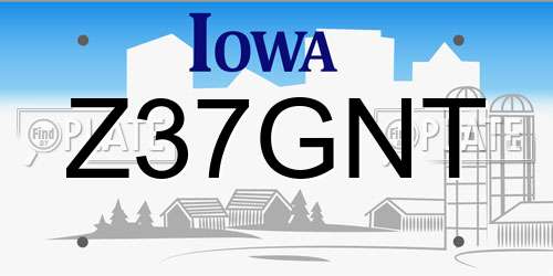 Z37GNT Iowa License Plate