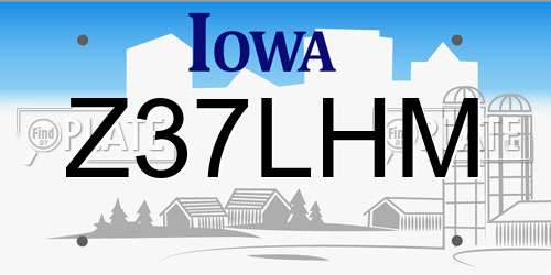 Z37LHM Iowa License Plate