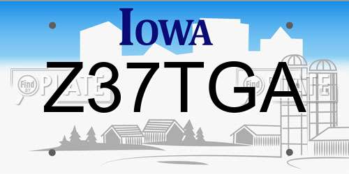 Z37TGA Iowa License Plate