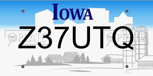 Z37UTQ Iowa License Plate