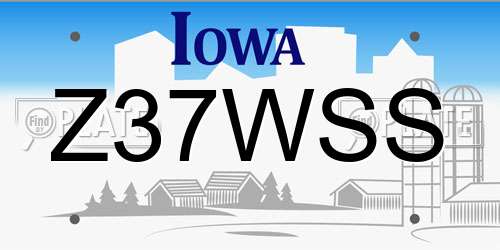 Z37WSS Iowa License Plate