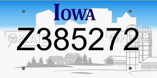 Z385272 Iowa License Plate