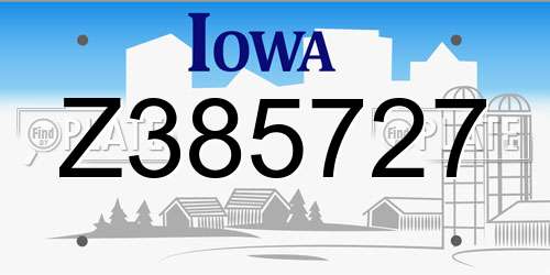 Z385727 Iowa License Plate