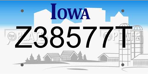 Z38577T Iowa License Plate