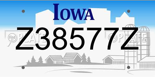 Z38577Z Iowa License Plate