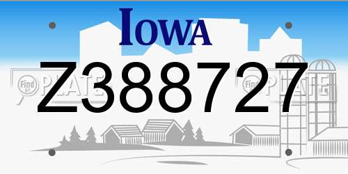 Z388727 Iowa License Plate
