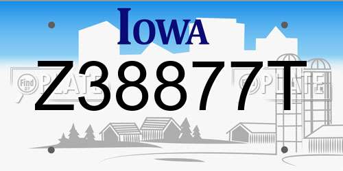 Z38877T Iowa License Plate