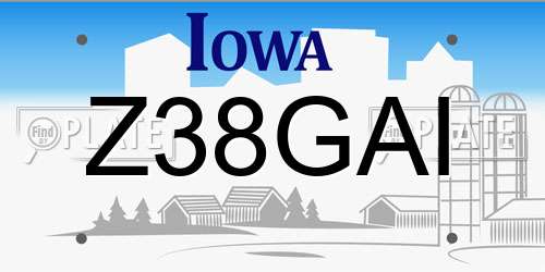 Z38GAI Iowa License Plate