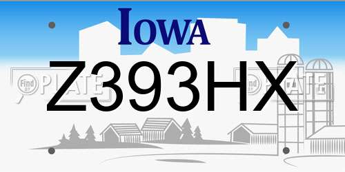 Z393HX Iowa License Plate