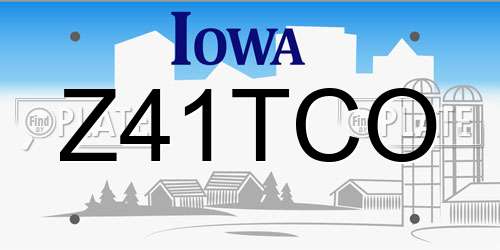 Z41TCO Iowa License Plate