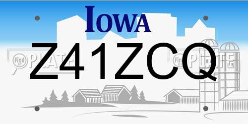 Z41ZCQ Iowa License Plate