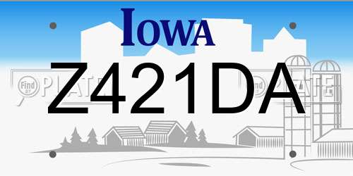 Z421DA Iowa License Plate