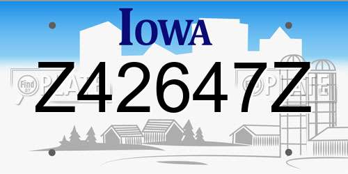 Z42647Z Iowa License Plate