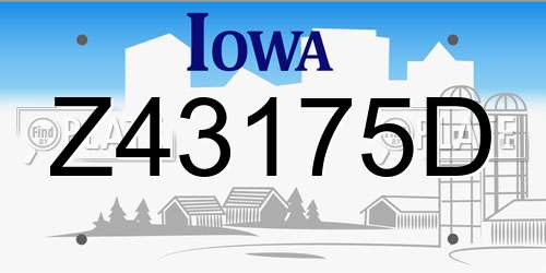 Z43175D Iowa License Plate