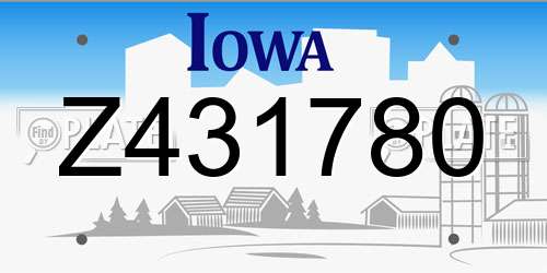 Z431780 Iowa License Plate