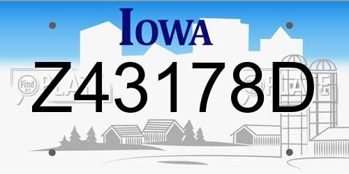 Z43178D Iowa License Plate