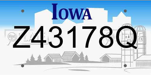 Z43178Q Iowa License Plate