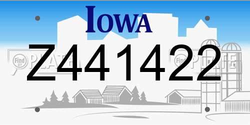 Z441422 Iowa License Plate