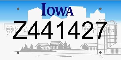 Z441427 Iowa License Plate