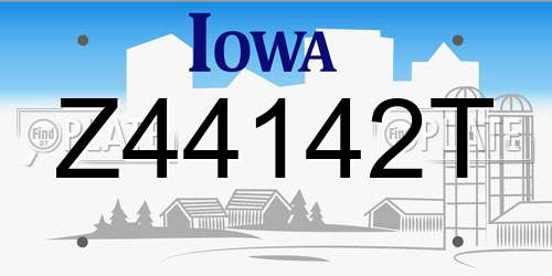 Z44142T Iowa License Plate