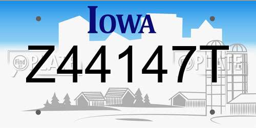 Z44147T Iowa License Plate