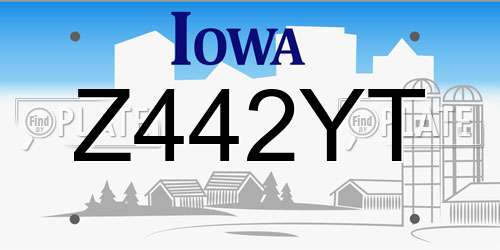 Z442YT Iowa License Plate