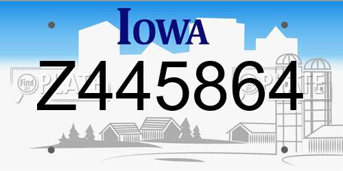 Z445864 Iowa License Plate
