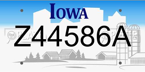 Z44586A Iowa License Plate