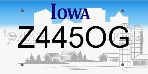 Z445OG Iowa License Plate