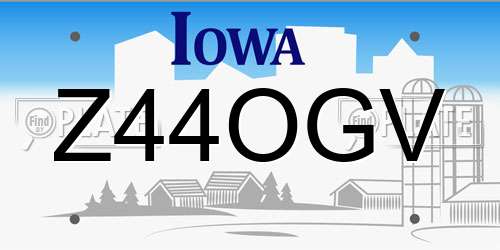 Z44OGV Iowa License Plate