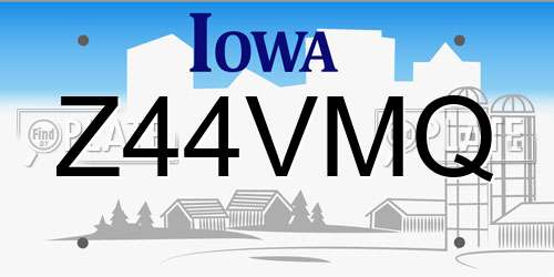 Z44VMQ Iowa License Plate
