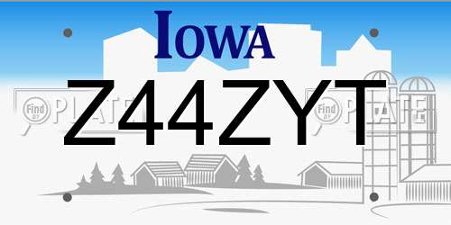 Z44ZYT Iowa License Plate