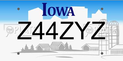 Z44ZYZ Iowa License Plate