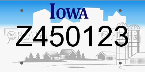 Z450123 Iowa License Plate