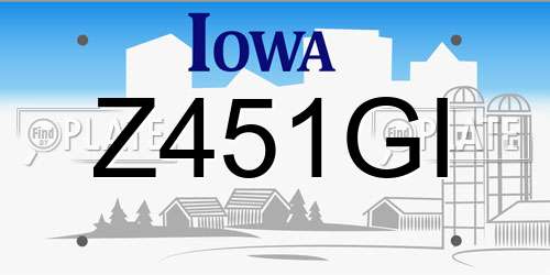 Z451GI Iowa License Plate