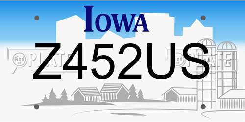 Z452US Iowa License Plate
