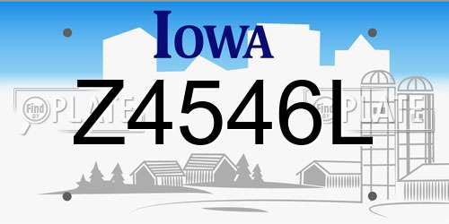 Z4546L Iowa License Plate