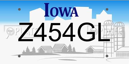 Z454GL Iowa License Plate