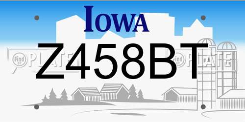 Z458BT Iowa License Plate