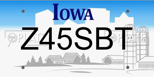 Z45SBT Iowa License Plate