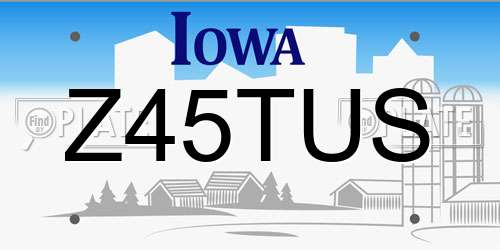 Z45TUS Iowa License Plate