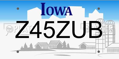 Z45ZUB Iowa License Plate