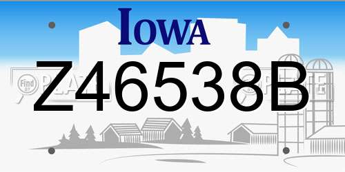 Z46538B Iowa License Plate