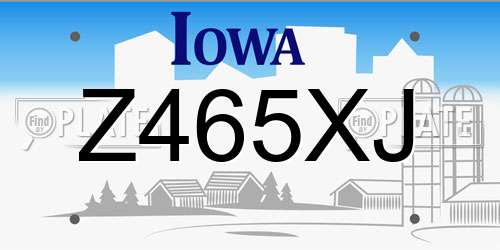Z465XJ Iowa License Plate