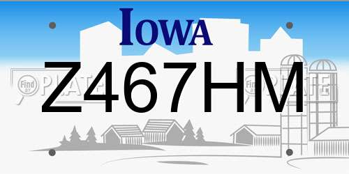 Z467HM Iowa License Plate