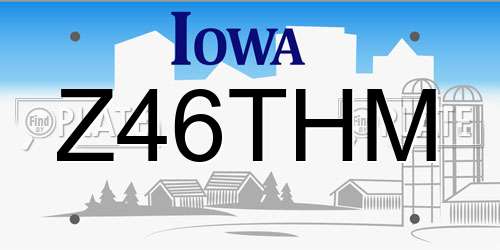 Z46THM Iowa License Plate