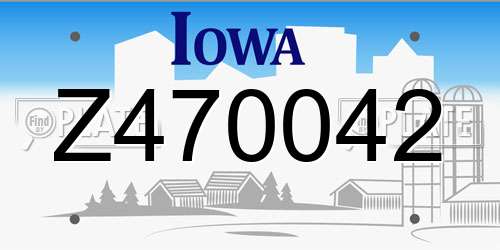 Z470042 Iowa License Plate