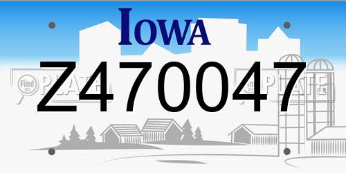 Z470047 Iowa License Plate