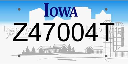 Z47004T Iowa License Plate